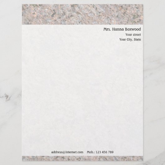 Personal Rock Texture met Return Address Briefhoofd Sjabloon (Voorkant)