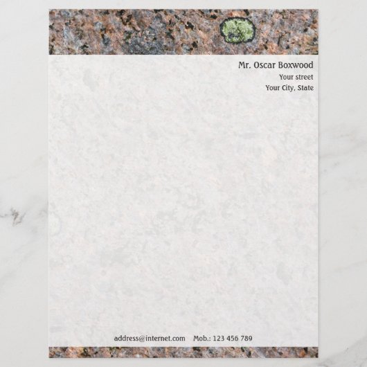 Personal Rock Texture met Return Address Briefhoofd Sjabloon (Voorkant)