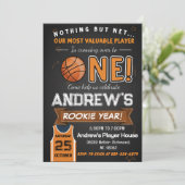 Personal Rookie Year First Birthday Basketball Kaart (Staand voorkant)