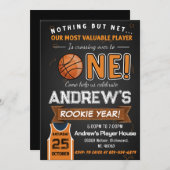 Personal Rookie Year First Birthday Basketball Kaart (Voorkant / Achterkant)