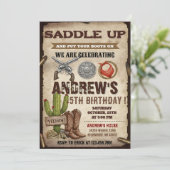 Personal Rustic Cowboy Birthday Party Kaart (Staand voorkant)