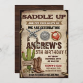 Personal Rustic Cowboy Birthday Party Kaart (Voorkant / Achterkant)