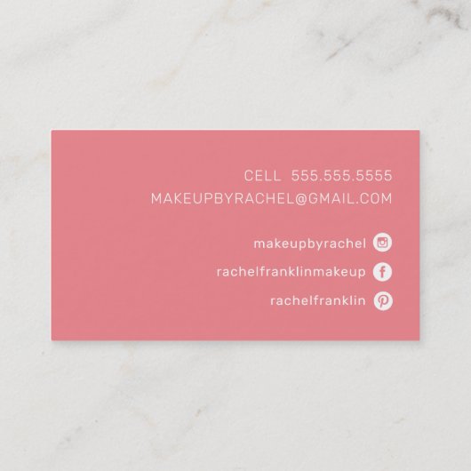 PERSONAL script naam modern chic  koraal roze Visitekaartje (Achterkant)