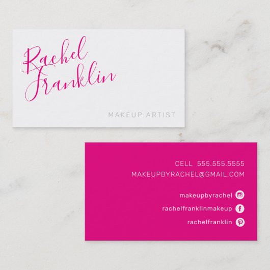 PERSONAL script naam modern chique hollywood roze Visitekaartje (Voorkant / Achterkant)