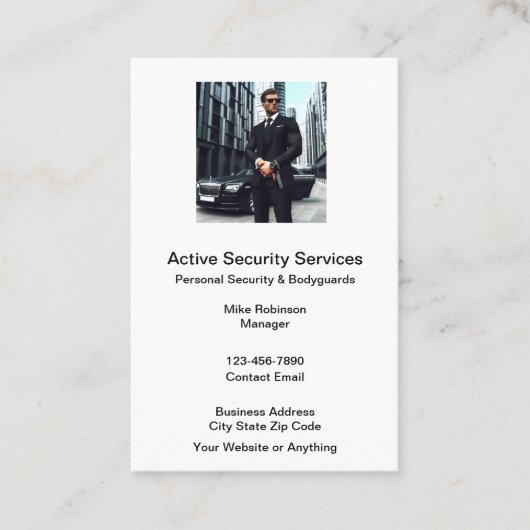 Personal Security Bodyguard Service Visitekaartje (Voorkant)