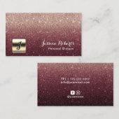 Personal Shopper Burgundy Roos Gold Ombre Monogram Visitekaartje (Voorkant / Achterkant)