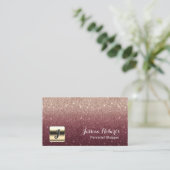 Personal Shopper Burgundy Roos Gold Ombre Monogram Visitekaartje (Staand voorkant)