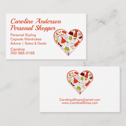 Personal Shopper Clothes Mode Stylist Visitekaartje (Voorkant / Achterkant)