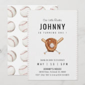 Personal Simple Baseball Birthday Party Kaart (Voorkant / Achterkant)