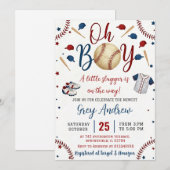 Personal Simple baseball Sports Baby Shower Kaart (Voorkant / Achterkant)