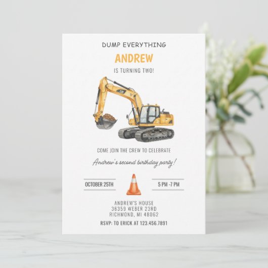 Personal Simple Modern Construction Birthday Kaart (Staand voorkant)