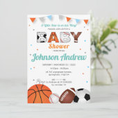 Personal Simple Sports All-Star Baby shower Wit Kaart (Staand voorkant)