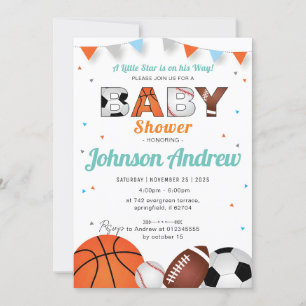 Personal Simple Sports All-Star Baby shower Wit Kaart