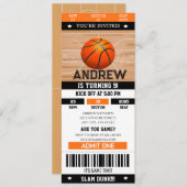 Personal Slam Dunk Birthday Bash Sports Ticket Kaart (Voorkant / Achterkant)