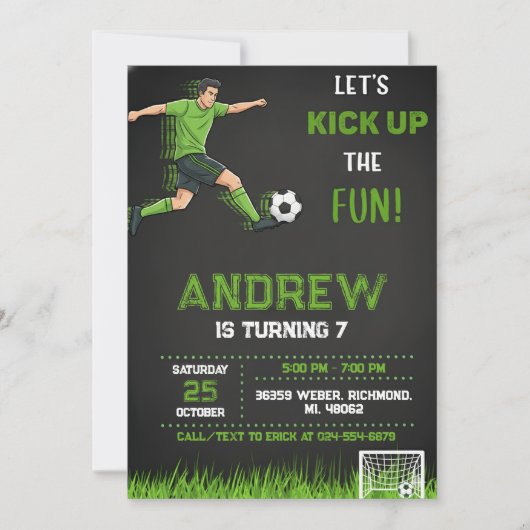 Personal Soccer Birthday Invitation Kaart (Voorkant)
