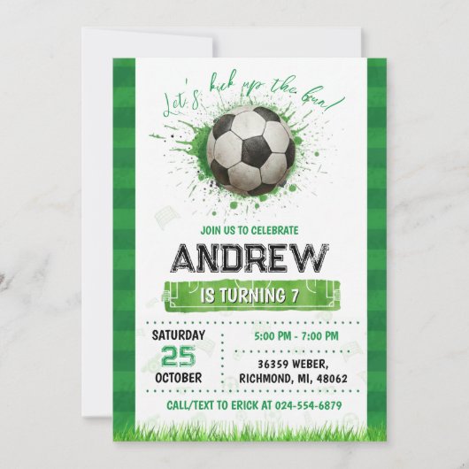 Personal Soccer Birthday Invitation Kaart (Voorkant)