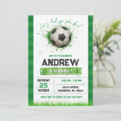 Personal Soccer Birthday Invitation Kaart (Staand voorkant)