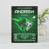 Personal Soccer Birthday Invitation Kaart (Staand voorkant)
