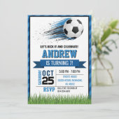 Personal Soccer Birthday Invitation Kaart (Staand voorkant)