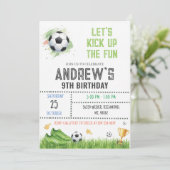 Personal Soccer Birthday Invitation Template Kaart (Staand voorkant)