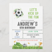 Personal Soccer Birthday Invitation Template Kaart (Voorkant / Achterkant)