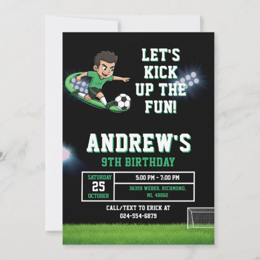Personal Soccer Birthday Invitation Template Kaart (Voorkant)