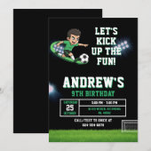 Personal Soccer Birthday Invitation Template Kaart (Voorkant / Achterkant)