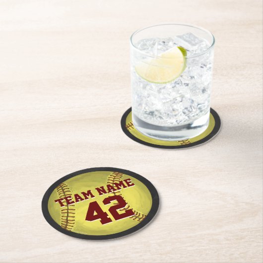 Personal Softball Art Ronde Kartonnen Onderzetter (Insitu)