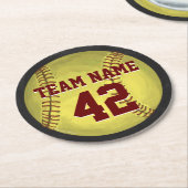 Personal Softball Art Ronde Kartonnen Onderzetter (Gebogen)