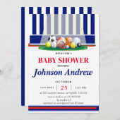 Personal Sport Baby shower Invitation Blue Kaart (Voorkant / Achterkant)