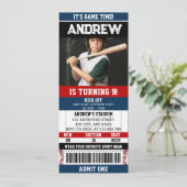 Personal Sport Baseball Ticket Verjaardag met foto Kaart (Staand voorkant)