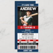 Personal Sport Baseball Ticket Verjaardag met foto Kaart (Voorkant / Achterkant)