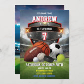 Personal Sport Birthday Printable Invitation Kaart (Voorkant / Achterkant)