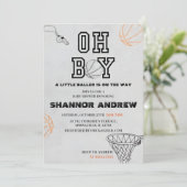 Personal Sport Digitaal Basketbal Baby shower Kaart (Staand voorkant)