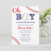 Personal Sport Digital Baseball Baby shower Kaart (Staand voorkant)