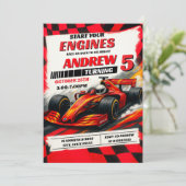 Personal Sport Racing Auto Verjaardagsfeest modern Kaart (Staand voorkant)