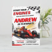 Personal Sport Racing Car Verjaardagsfeest voor jo Kaart (Staand voorkant)