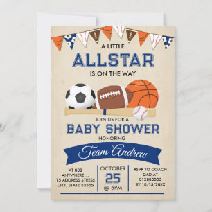 Personal Sports Baby shower Invitation Allstar Kaart