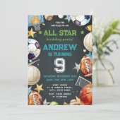 Personal Sports Birthday Printable Invitation Kaart (Staand voorkant)
