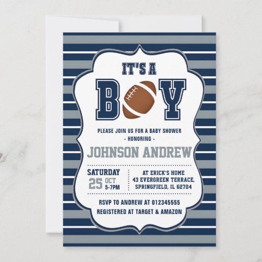 Personal Sprinkle Sports Football Baby shower Kaart (Voorkant)