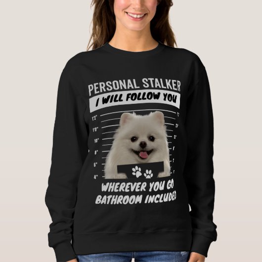 Personal Stalker Dog - White Teacup Pomeranian Trui (Voorkant)