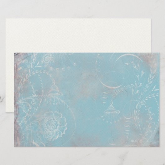 Personal Stationery, Frans blauw toile Briefpapier (Voorkant / Achterkant)