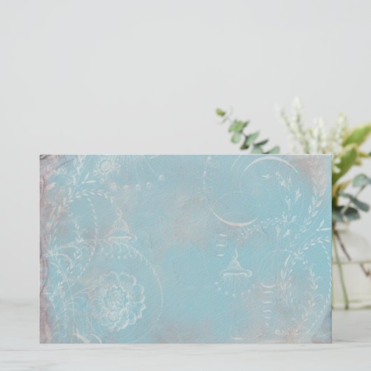 Personal Stationery, Frans blauw toile Briefpapier (Staand voorkant)