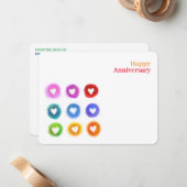 Personal Stationery: Rainbow Love hearts Note Card Notitiekaartje (Voorkant / Achterkant in situ)