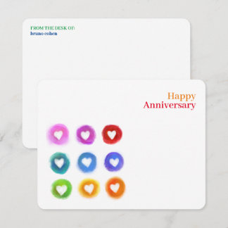 Personal Stationery: Rainbow Love hearts Note Card Notitiekaartje