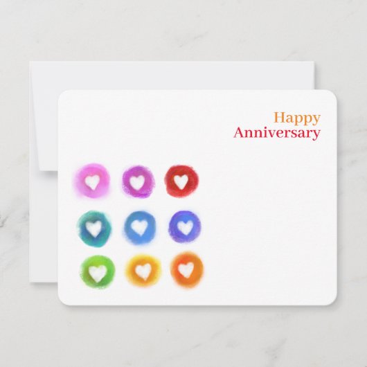 Personal Stationery: Rainbow Love hearts Note Card Notitiekaartje (Voorkant)