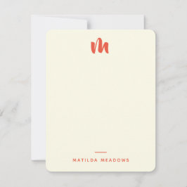 Personal Stationery  Two Sided Cream Oranje Notitiekaartje