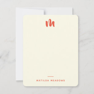 Personal Stationery  Two Sided Cream Oranje Notitiekaartje