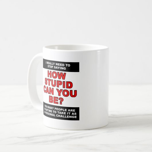 Personal Stupidity Challenge Funny Mug Koffiemok (Voorkant links)