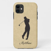 Personal Tan Leather Golf Design Case-Mate iPhone Case (Achterkant)